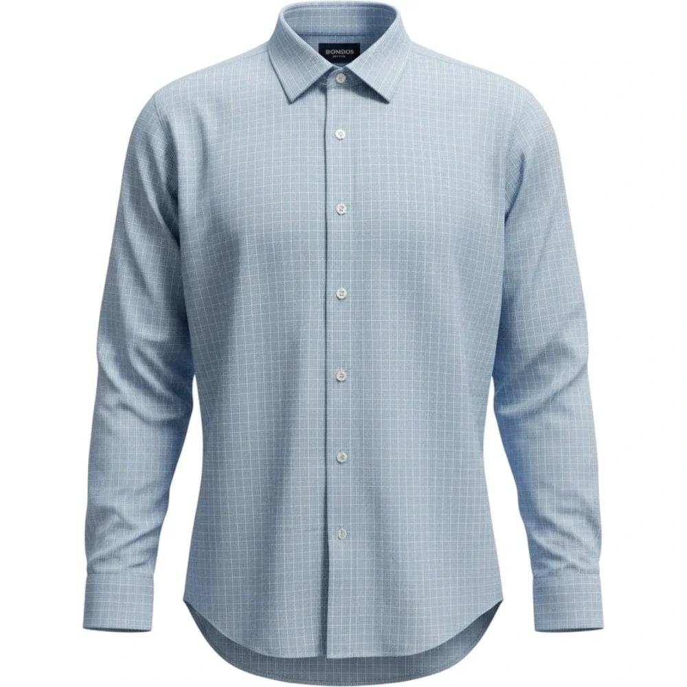 NEW Bonobos Wrinkle-Free Tailored Fit Dress Shirt Blue Micro Check XXL BSH01725T
